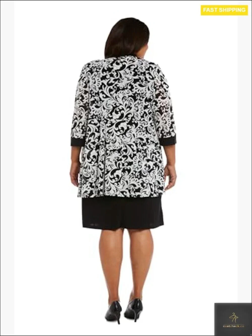 Two-Piece Jacket Dress Set With Detachable Necklace Sheath Knee-Length Wedding